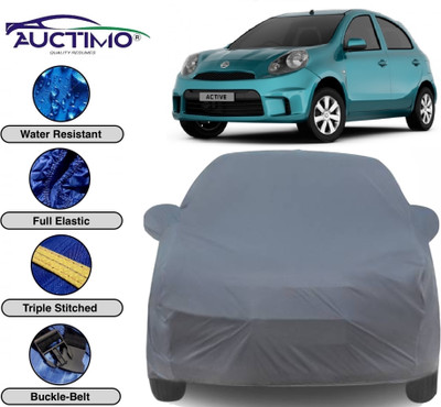 AUCTIMO Car Cover For Nissan Micra Active (With Mirror Pockets)(Grey)