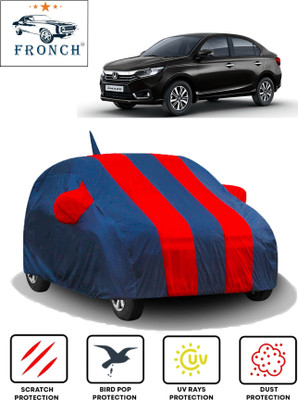FRONCH Car Cover For Honda Amaze (With Mirror Pockets)(Red, Blue)
