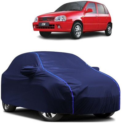 FAUXFUR Car Cover For Maruti Suzuki Zen 0.8L (With Mirror Pockets)(Black, Blue)
