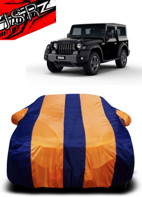 J S R Car Cover For Mahindra Thar (With Mirror Pockets)(Orange, Blue)