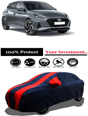 Amexride Car Cover For Hyundai Elite i20 (With Mirror Pockets)(Red)