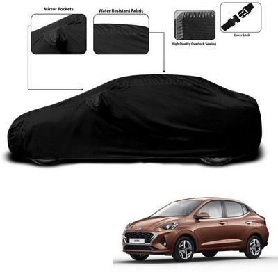 GOSHIV-car and bike accessories Car Cover For Hyundai Aura (With Mirror Pockets)(Black)