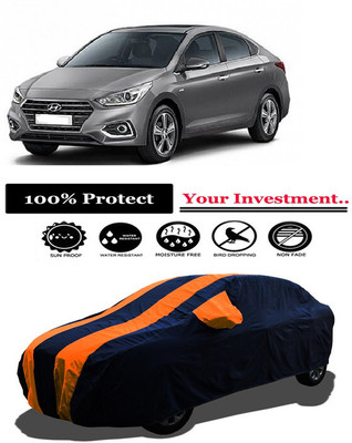 Amexride Car Cover For Hyundai Verna 1.6 CRDI AT SX Option (With Mirror Pockets)(Orange)