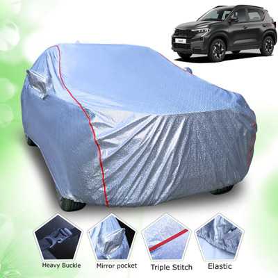 Telescope Car Cover For Kia Sonet (With Mirror Pockets)(Silver, For 2020, 2021, 2022, 2023, 2024 Models)