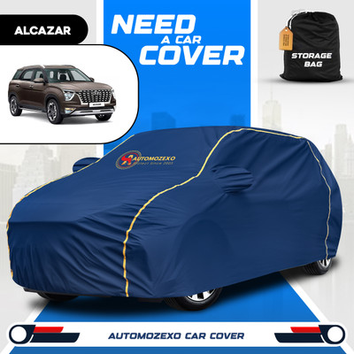 AUTOMOZEXO Car Cover For Hyundai Alcazar (With Mirror Pockets)(Blue)