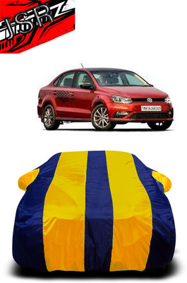 J S R Car Cover For Volkswagen Vento (With Mirror Pockets)(Yellow, Blue)