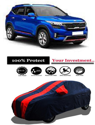 Amexride Car Cover For Kia Seltos HTX 1.5 Diesel (With Mirror Pockets)(Red)