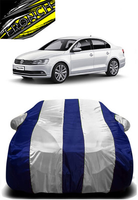 FRONCH Car Cover For Volkswagen Jetta (With Mirror Pockets)(White, Blue)