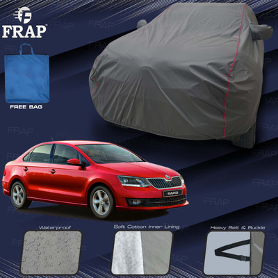 Frap Car Cover For Skoda Rapid (With Mirror Pockets)(Grey, Red)