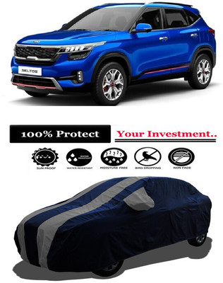 Amexride Car Cover For Kia Seltos GTX Plus DCT Petrol (With Mirror Pockets)(Grey)