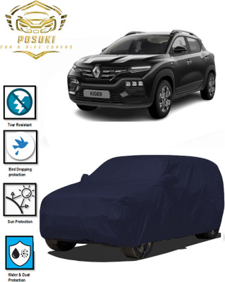 POSUKI Car Cover For Renault Kiger (With Mirror Pockets)(Blue)