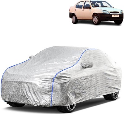 WSK Car Cover For Ford Ikon (With Mirror Pockets)(Silver, Blue)