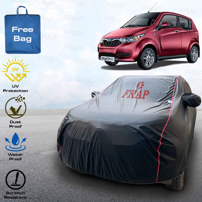 Frap Car Cover For Mahindra e2o, e2o NXT, e2o PLUS, e2o T2 (With Mirror Pockets)(Black, Red)
