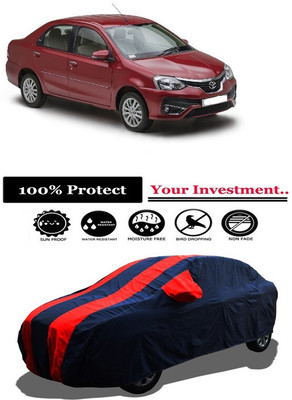 Amexride Car Cover For Toyota Etios VD (With Mirror Pockets)(Red)