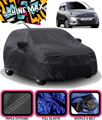 S Shine Max Car Cover For Hyundai i10 (With Mirror Pockets)(Black)