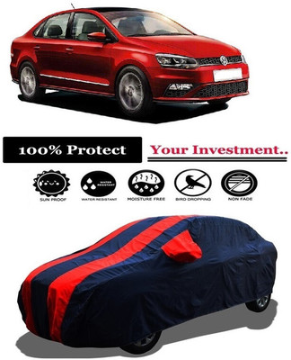 Amexride Car Cover For Volkswagen Vento (With Mirror Pockets)(Red)