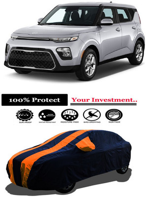 Amexride Car Cover For Kia Soul (With Mirror Pockets)(Orange, Blue)
