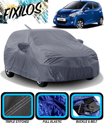 FIXILOS Car Cover For Hyundai Eon (With Mirror Pockets)(Grey)
