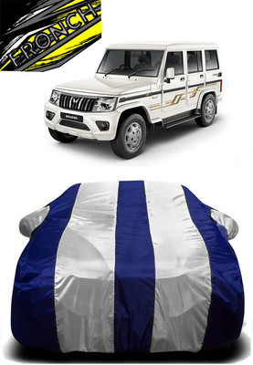 FRONCH Car Cover For Mahindra Bolero (With Mirror Pockets)(White, Blue)
