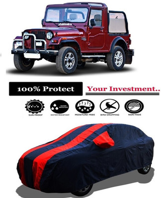 Amexride Car Cover For Mahindra Thar DI 4X2 PS (With Mirror Pockets)(Red)