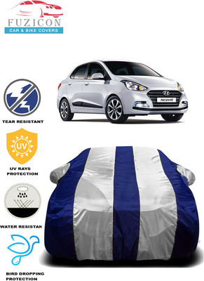FUZICON Car Cover For Hyundai Xcent (With Mirror Pockets)(White, Blue)