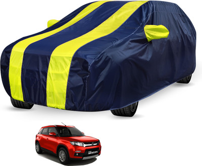 Auto Hub Car Cover For Maruti Suzuki Vitara Brezza (Without Mirror Pockets)(Black, Yellow)