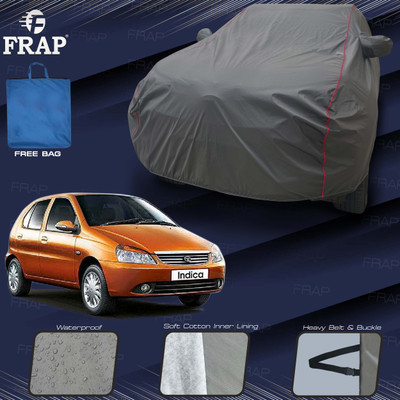 Frap Car Cover For Tata Indica, Indica D90, Indica DLX, Indica V2, Indica V3 (With Mirror Pockets)(Grey, Red)