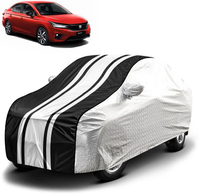FABTEC Car Cover For Honda City (With Mirror Pockets)(Silver, Black, For 2022, 2023, 2024 Models)