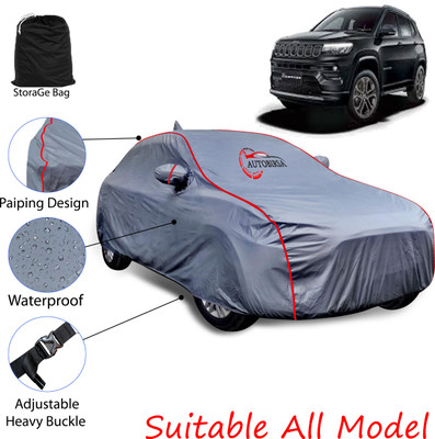 AUTOBIRSA Car Cover For Jeep Compass (With Mirror Pockets)(Grey)