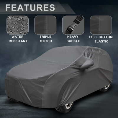 Auto Hub Car Cover For Chevrolet Tavera (With Mirror Pockets)(Grey)
