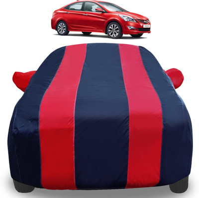 Auto Hub Car Cover For Hyundai Fluidic Verna (With Mirror Pockets)(Red)