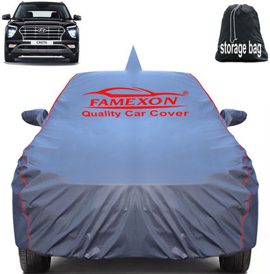 FAMEXON Car Cover For Hyundai Creta, Creta 1.4 CRDi L (With Mirror Pockets)(Grey)