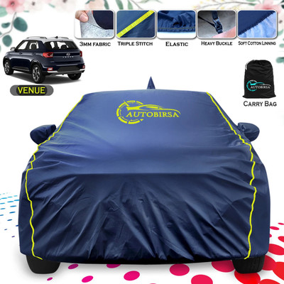 AUTOBIRSA Car Cover For Hyundai Venue (With Mirror Pockets)(Blue)