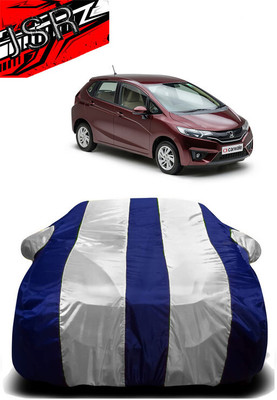 J S R Car Cover For Honda Jazz (With Mirror Pockets)(White, Blue)