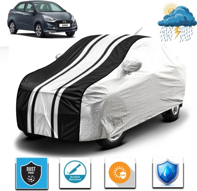 FABTEC Car Cover For Hyundai Xcent (With Mirror Pockets)(Silver, Black, For 2022, 2023, 2024 Models)