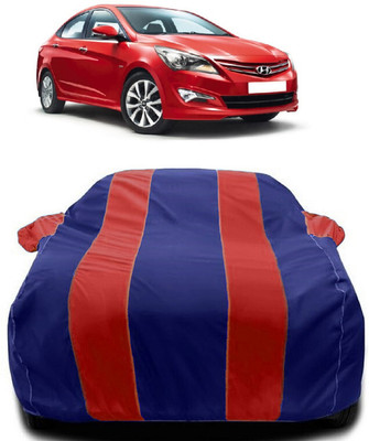 Autoprime Car Cover For Hyundai Verna Fluidic DTHR (With Mirror Pockets)(Red, Blue)