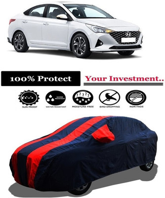 Amexride Car Cover For Hyundai Verna 1.5 CRDI Diesel (With Mirror Pockets)(Red)