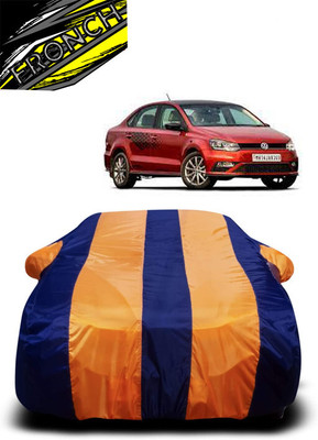 FRONCH Car Cover For Volkswagen Vento (With Mirror Pockets)(Orange, Blue)