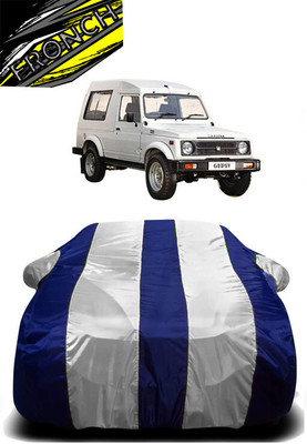 FRONCH Car Cover For Maruti Suzuki Gypsy (With Mirror Pockets)(White, Blue)