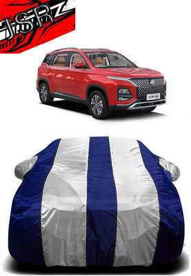 J S R Car Cover For MG Hector Plus (With Mirror Pockets)(White, Blue)