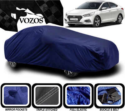 VOZOS Car Cover For Hyundai Fluidic Verna (With Mirror Pockets)(Blue)