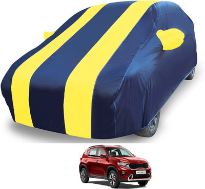 MOCKHE Car Cover For Kia Sonet (With Mirror Pockets)(Yellow, Blue)