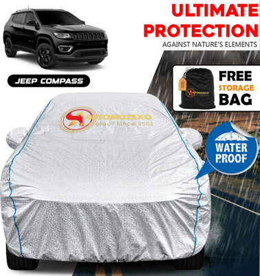 AUTOMOZEXO Car Cover For Jeep Compass (With Mirror Pockets)(Silver)