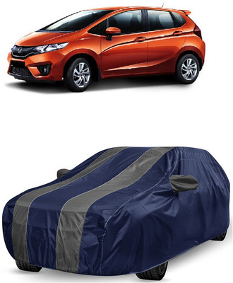 ANTOFY Car Cover For Honda Jazz (With Mirror Pockets)(Grey, Blue)