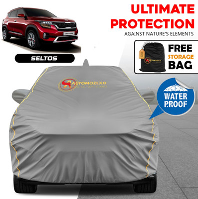 AUTOMOZEXO Car Cover For Kia SELTOS (With Mirror Pockets)(Grey)