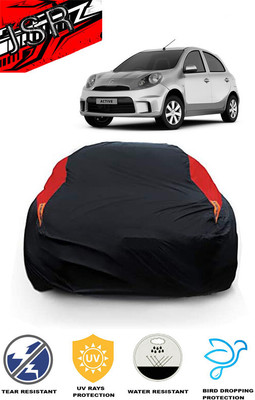 J S R Car Cover For Nissan Micra (With Mirror Pockets)(Red, Black)