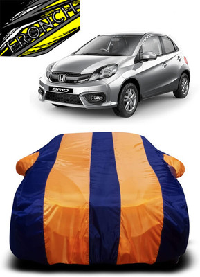 FRONCH Car Cover For Honda Brio (With Mirror Pockets)(Orange, Blue)