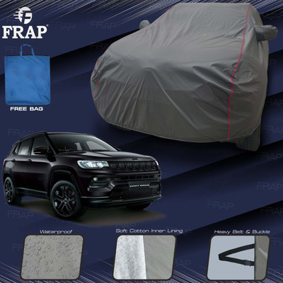 Frap Car Cover For Jeep Compass (With Mirror Pockets)(Grey, Red)