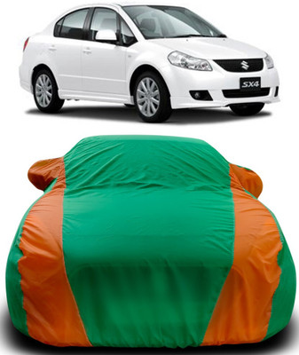 AMVISH Car Cover For Maruti Suzuki SX4 (With Mirror Pockets)(Green, Orange)
