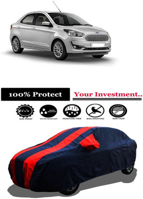 Amexride Car Cover For Ford Figo Aspire Titanium Blu Petrol (With Mirror Pockets)(Red)